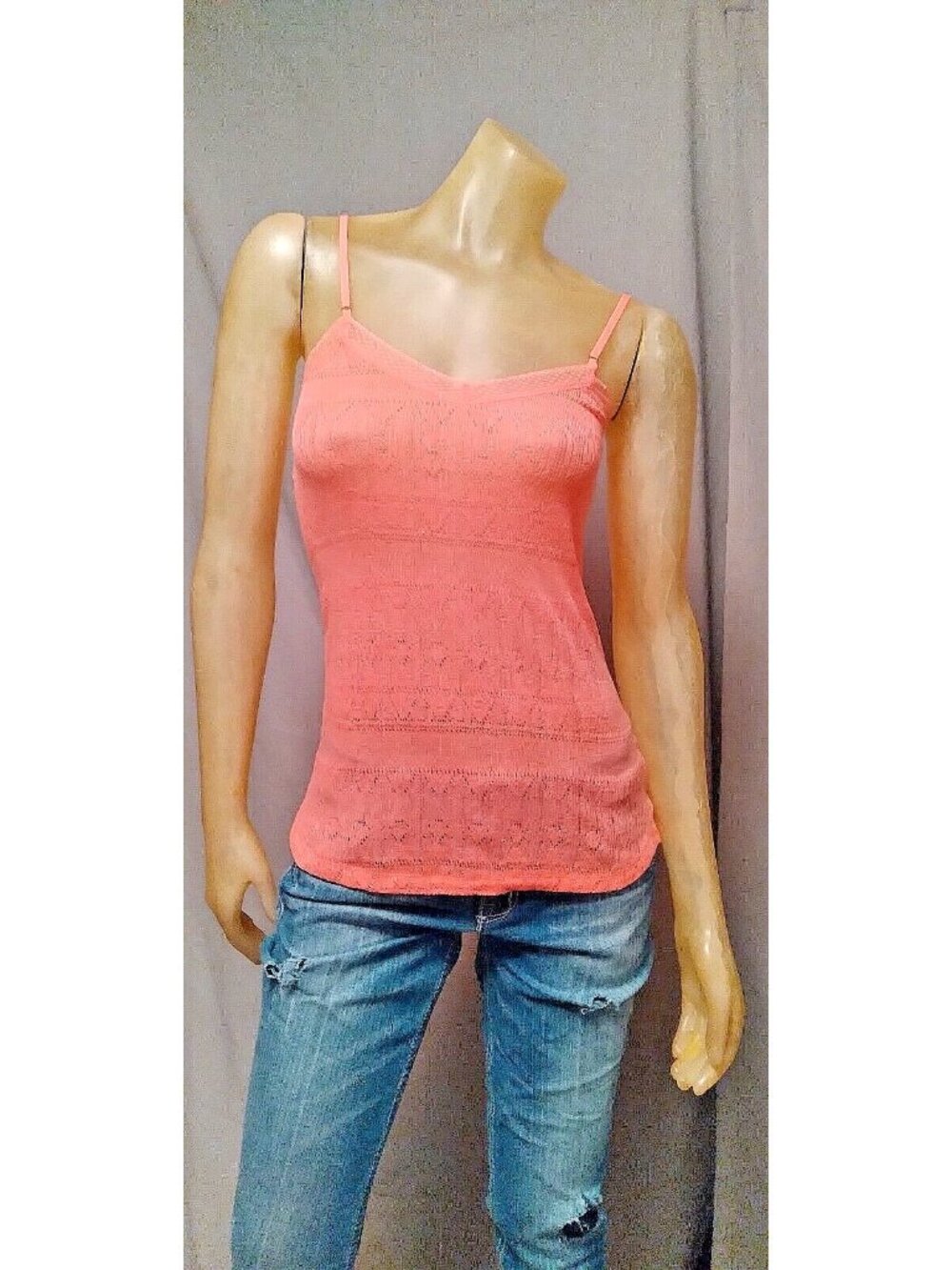 American Eagle Pink Slvlss Spaghetti Strap Lace Tank Top Shirt Womens XSMALL NEW